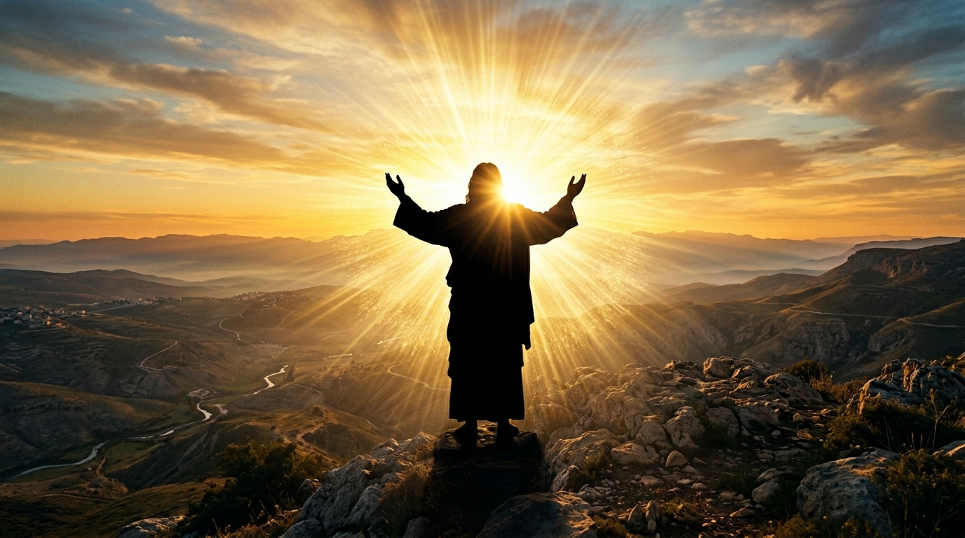 Jesus at dawn in prayer